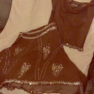 Elegant two piece silk lined chiffon dress